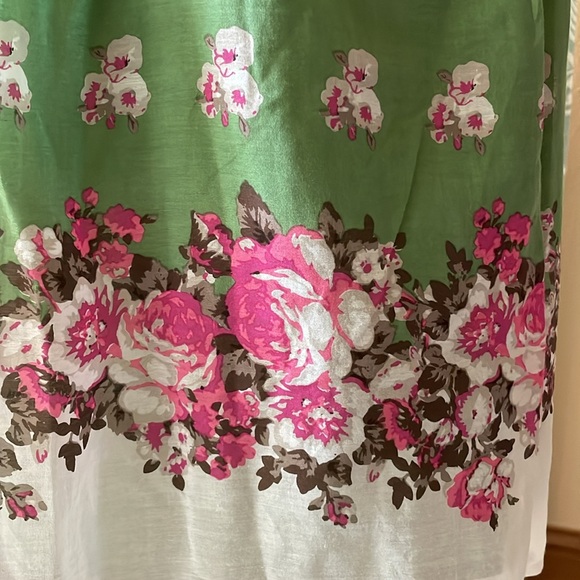 Vintage Max Studio silk blend spring green floral V neck dress - Picture 6 of 12